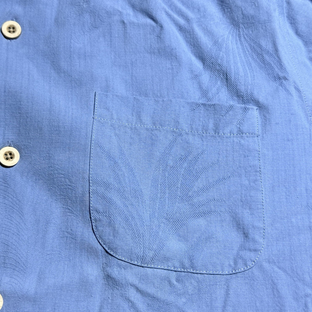 Tommy Bahama Shirt Mens Medium Blue 100% Silk Shadow Palm Jacquard T320095 - Picture 7 of 15